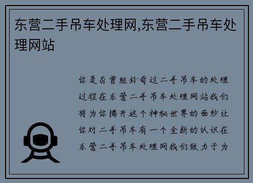东营二手吊车处理网,东营二手吊车处理网站
